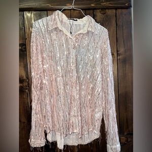Nasty Gal Sparkle Button Up Blouse